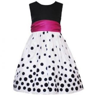 Rare Editions Little Girls 4 6X WHITE BLACK SHANTUNG GRADIENT FLOCK DOT Special Occasion Wedding Flower Girl Holiday Party Dress 6X RRE 4509H H345090: Clothing
