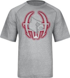 Louisville Cardinals Adidas 2013 Grey Face Mask Climalite Football T Shirt (Small): Clothing