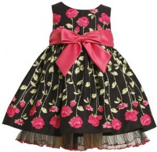 Bonnie Jean Girls 2 6X Flower Print Dress, Black, 3T: Special Occasion Dresses: Clothing