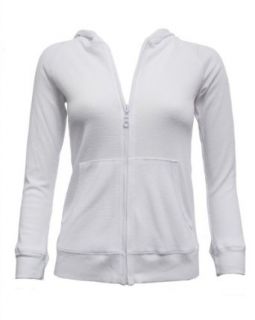 Girls White Hoodie Thermal Long Sleeve Pocket Jacket: Clothing