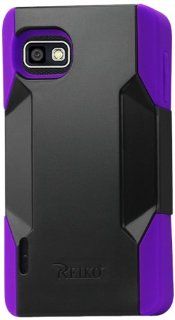 Reiko Silicone Case and Plastic Cover for LG Optimus F3 LS720, MS659, VM720   Retail Packaging   Purple Black: Cell Phones & Accessories