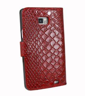 Red Snake Skin PU Leather Flip Pouch Cover Case For Samsung Galaxy SII S2 i9100 IMPORTANT NOT compatible with Epic Touch 4G, Sprint or T Mobile versions Cell Phones & Accessories