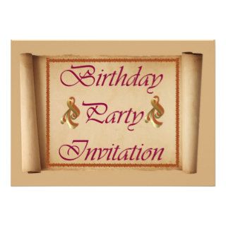 Birthday Party Invitation written on scroll