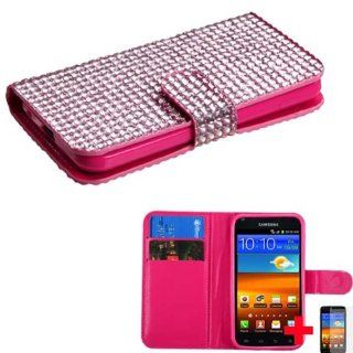 SAMSUNG GALAXY S2 II 4G EPIC 4G TOUCH FULL DIAMOND BLING HOT PINK WALLET ID CARD HOLDER FLIP COVER CELL PHONE CASE COVER + FREE SCREEN PROTECTOR, FROM [TRIPLE 8 ACCESSORIES]: Cell Phones & Accessories