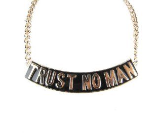 Trust No Man Necklace Gold and Black Women Fashion Celebrity Inspired Chain Link   As Seen on Brooke Bailey (Basketball Wives LA) and Nicki Minaj Jewelry