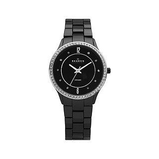 Skagen Ceramic Collection Black Dial Women's Watch #347LBSXC: Watches