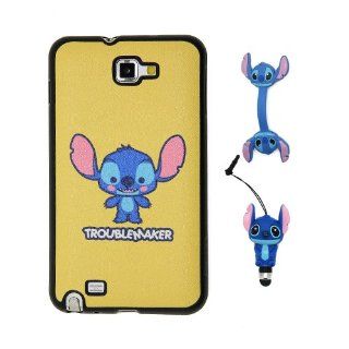 Euclid+   Yellow Stitch & Lilo Trouble Maker Style TPU Soft Case Cover for Samsung Galaxy Note 1 I I9220 with Stitch Style Anti Dust Stylus Pen and Stitch Style Cable Tie: Cell Phones & Accessories
