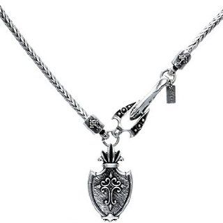 Oxidized Sterling Silver Stigma Regal Cross Shield Necklace: Jewelry
