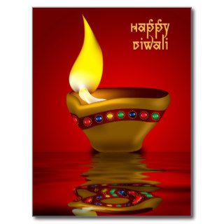 Diwali Diya   Oil lamp illustration Post Card
