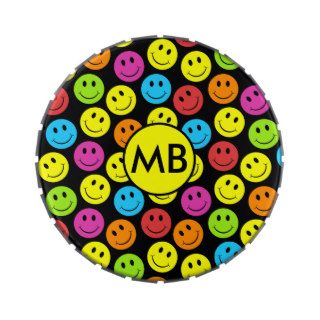Happy Colorful Smiley Faces Pattern Personalize Jelly Belly Tins