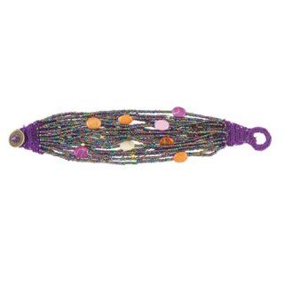 Beads Handmade Multi String Bracelet Purple for Ladies: Strand Bracelets: Jewelry
