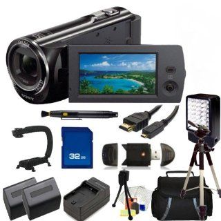 Sony HDR CX220 HD Handycam Camcorder with 32GB SD, Reader, 2 Extended Life Replacement Batteries, Charger, HDMI, Lens Pen, LED Video light, Video Stabilizer, Case, Tripod   SSE Accessory Kit  Camera & Photo
