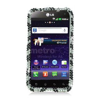 Eagle Cell PDLGMS840F370 RingBling Brilliant Diamond Case for LG Connect 4G MS840   Retail Packaging   Black/Sliver Zebra: Cell Phones & Accessories
