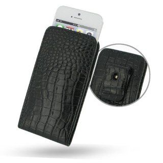 iPhone5 leather case   Vertical Pouch Type (With Belt Clip) (Black Crocodile Pattern) by PDair: Cell Phones & Accessories