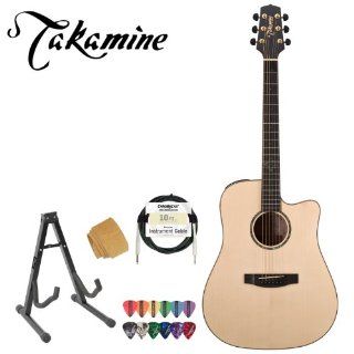 Takamine EG363SC Acoustic Electric Guitar with Stand, Cable, Strings, Takamine Suede Strap and Pick Sampler: Musical Instruments