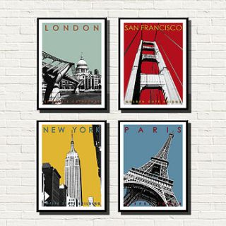 world travel prints set of four by bronagh kennedy   limited edition prints