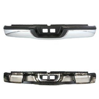CarPartsDepot, Rear Step Bumper Chrome Steel Bar w/Black Pads No 3 Tow Hitch Covers, 364 441151 20 CH TO1103107 521510C021 PFM: Automotive
