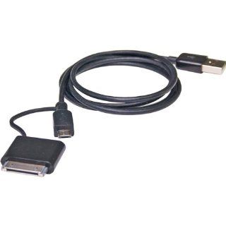 Black 3' Universal Charger with USB to 30 Pin and MicroUSB Connectors (UCA 366 BL)  : Computers & Accessories
