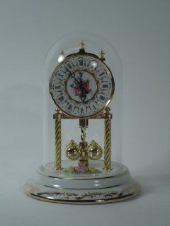 Porcelain Anniversary Clock With Roses and Gold Trim by Hermle  