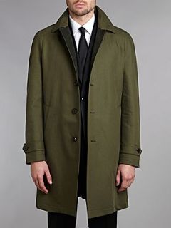 Hardy Amies Raglan regular fit contrast lapel raincoat Black