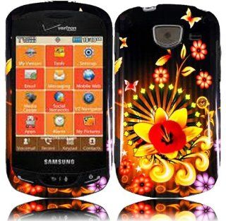 Black Yellow Flower Hard Cover Case for Samsung Brightside SCH U380 Cell Phones & Accessories