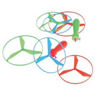 Dozen Assorted Color Helicopter Type Pull String Flying Disc Toys 5": Toys & Games