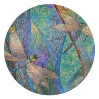 Colorful Dragonflies Plates