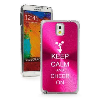 Samsung Galaxy Note 3 III Hot Pink 3F384 Aluminum Plated Hard Case Keep Calm and Cheer On Cell Phones & Accessories