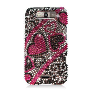 Eagle Cell PDLGMS840F384 RingBling Brilliant Diamond Case for LG Connect 4G MS840   Retail Packaging   Pink/Black Heart: Cell Phones & Accessories