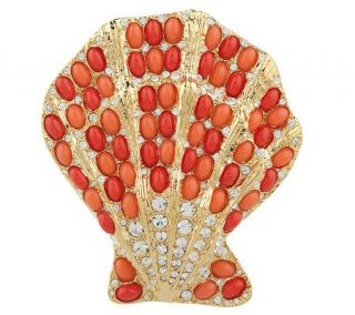 As Is KJL Shades of Coral Shell Brooch —