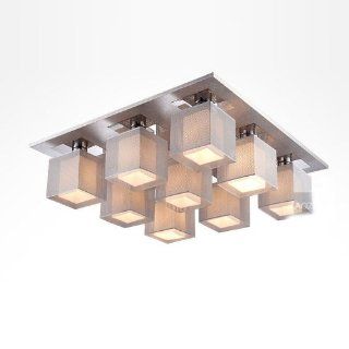 Modern Square Aluminum Boxes Living Room Ceiling Light Free Shipping Stainless Steel Top Base bedroom Dining Room Ceiling Lighting Fixture (9 lights(64*64*18cm))   Close To Ceiling Light Fixtures