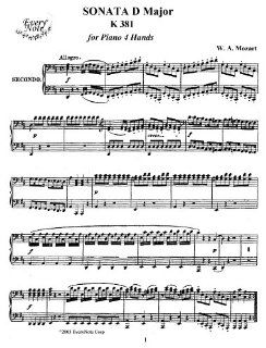 Mozart Sonata in D Major K.381 for Piano 4 Hands: Instantly download and print sheet music: Mozart: Books