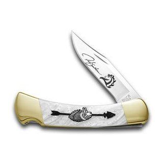 BUCK 110 Yellowhorse Custom White Pearl Corelon Chief Arrowhead Knife1/100 : Folding Camping Knives : Sports & Outdoors
