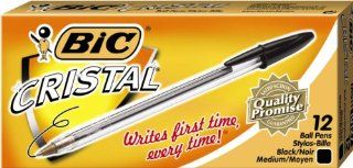 BIC Cristal Stic Ball Pen, Medium Point, 1.0 mm, Black, 12 Pens (MS11 Blk) : Rollerball Pens : Office Products