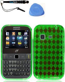 IMAGITOUCH(TM) 3 Item Combo Samsung S390GFlexible TPU Crystal Skin Sleeve Neon Green Case Cover Phone Protector (Stylus pen, Pry Tool, Phone Cover): Cell Phones & Accessories