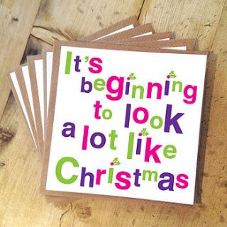 pack of five 'a lot like christmas' cards by megan claire