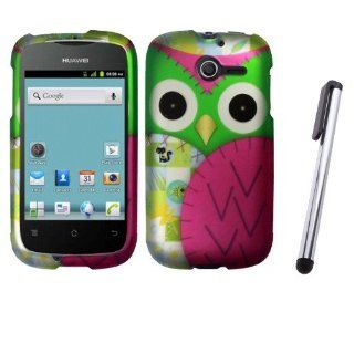 Combo 2 packs, Green Pink Owl Hard Snap On Protector Cover Case For Huawei Ascend Y M866 + Stylus Pen: Cell Phones & Accessories