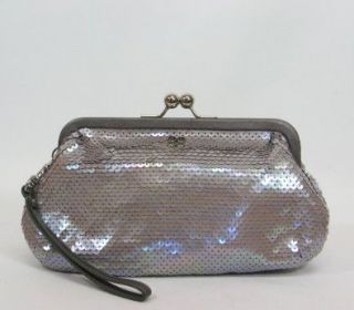 NEW AUTHENTIC COACH AUDREY SEQUINS FRAMED WRISTLET (Grey/Silver/45389): Shoes