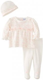 kyle & deena Baby Girls Newborn 3 Piece Set Babydoll Top Cap and Footed Pant Bow: Clothing