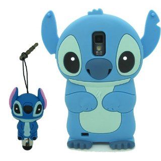 DD(TM) 3D Cartoon Cute Super Adorable Blue Stitch Lilo Design Pattern Soft Silicone Back Case Cover Protective Skin + 3D Stitch Stylus Touch Pen for Samsung Galaxy S2 SII EPic Touch 4G D710 T Mobile SGH T989 Sprint (Not For AT&T): Cell Phones & Acc