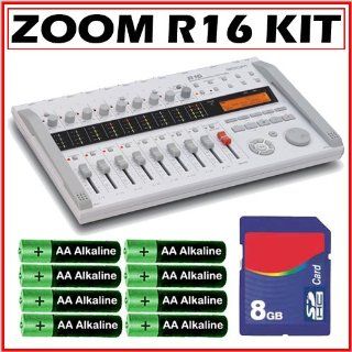 Zoom R16 Multitrack SD Recorder Controller and Interface with 8GB SD Card and 8 AA Batteries: Musical Instruments
