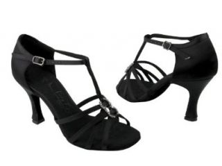 Ladies Women Ballroom Dance Shoes for Latin Salsa Tango SERA1120 Black Satin 2.5": Shoes