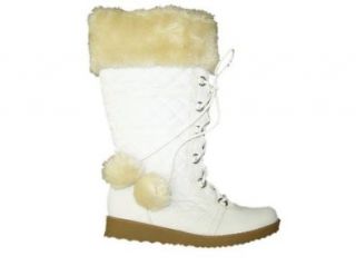 Mudd Invasion Womens Mid Calf Winter Boots Off White Nylon 7.5: Shoes
