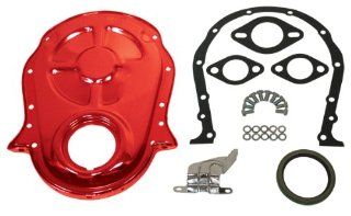 Chevy Big Block 396 402 427 454 Steel Timing Chain Cover Set w/ Timing Tab   Orange: Automotive