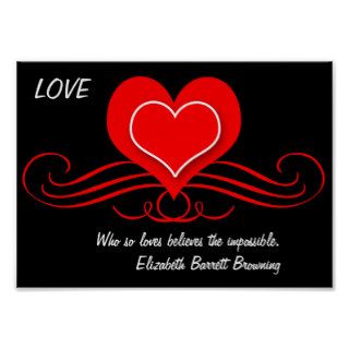 Love Poster Quote Elizabeth Browning Red Heart