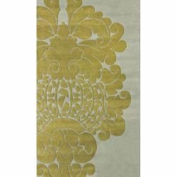 Nuloom Handmade Modern Damask Grey Wool Rug (83 X 11)