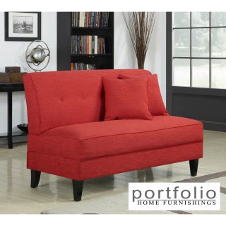 Portfolio Engle Sunset Red Linen Armless Loveseat