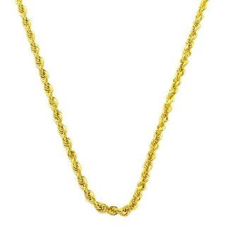 14 Karat Yellow Gold Diamond Cut Rope Chain (1.4 mm Thick, 18 inch): Jewelry
