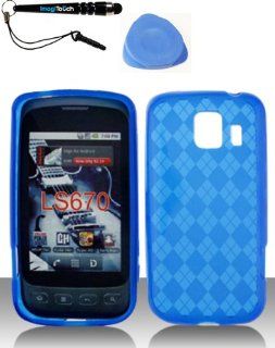 IMAGITOUCH(TM) 3 Item Combo LG LS670 Optimus SFlexible TPU Crystal Skin Sleeve Dr. Blue Case Cover Phone Protector (Stylus pen, Pry Tool, Phone Cover): Cell Phones & Accessories