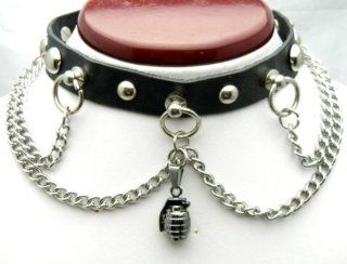 SALE OUT! Limited STOCK!! 2014 model TEN404  HAND GRENADE Pendant Dangle Metal Chains Leather Choker Collar Necklace: Health & Personal Care